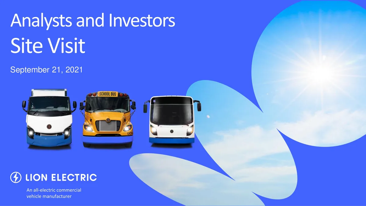 Lion Electric | Investor Event Presentation Deck | 50 slides · slide 1