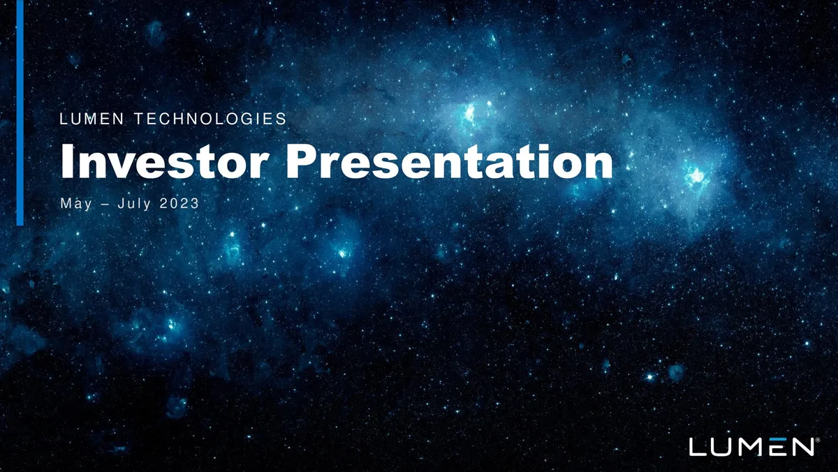 Lumen | Investor Presentation Deck | 29 slides · slide 1