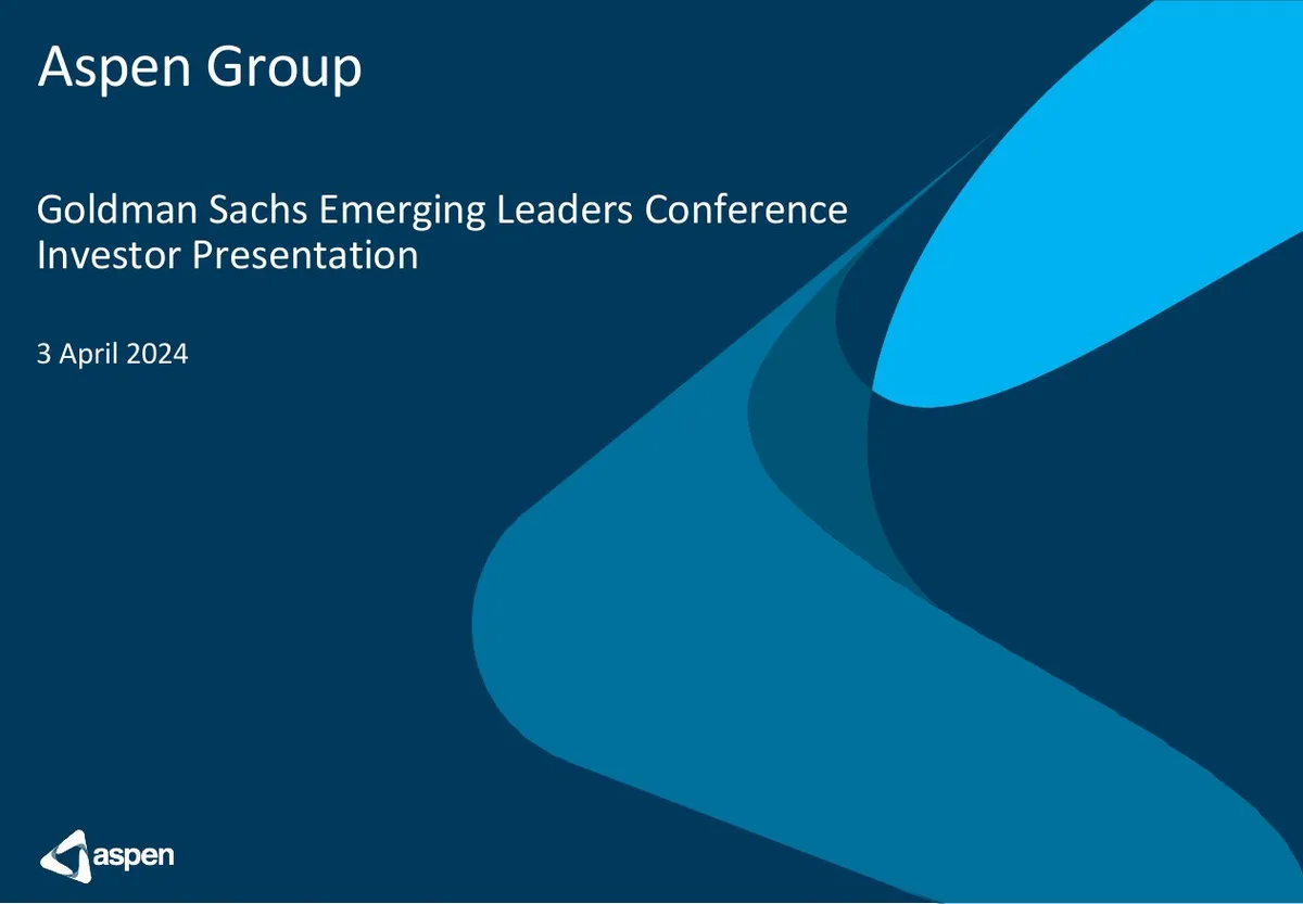 Aspen Presentation GS Emerging Leaders Conference · slide 1