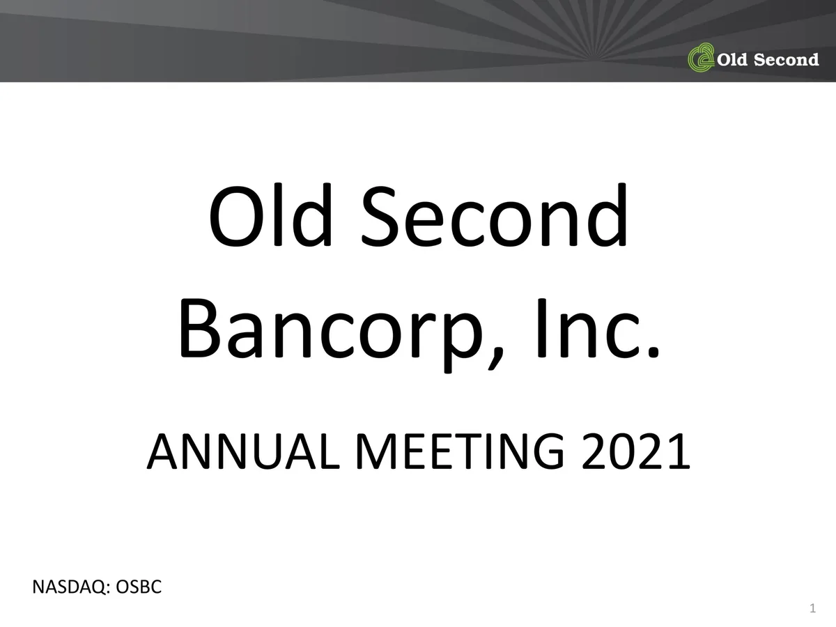 Old Second Bancorp | Shareholder Engagement Presentation Deck | 27 slides · slide 1