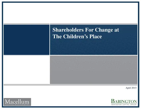 Macellum The Childrens Place Presentation April 2015