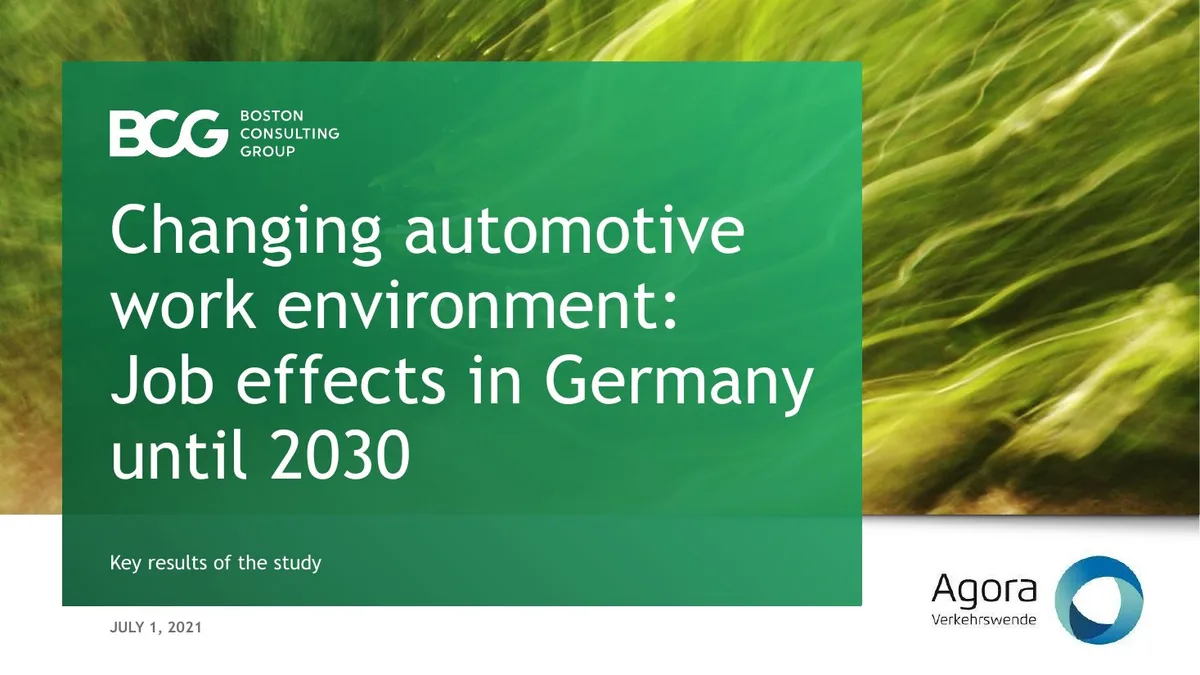 Changing automotive work environment: Job effects in Germany until 2030 · slide 1