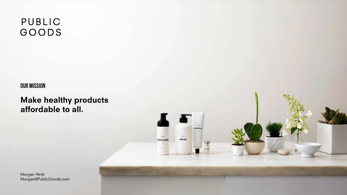 This pitch deck helped a New York City startup raise millions to build a direct-to-consumer marketplace that fills the gap between Amazon and WalMart · slide 1
