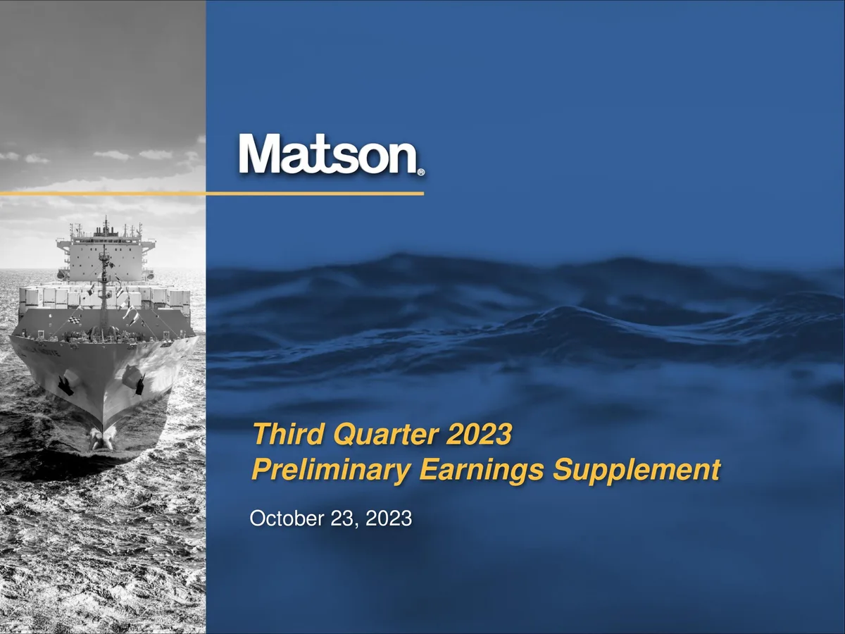 Matson | Results Presentation Deck | 10 slides · slide 1