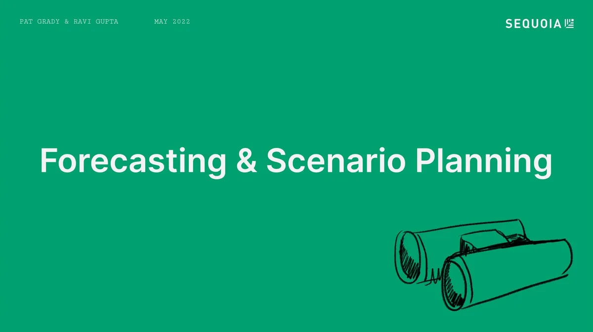 Includes a sketch of binoculars as a visual metaphor for forecasting.