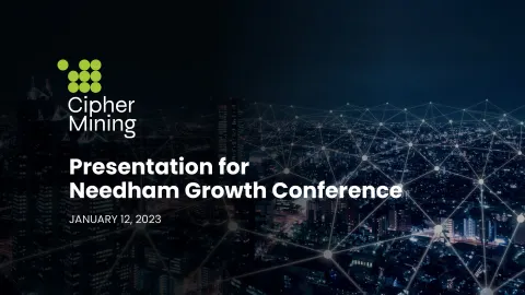 Cipher Mining | Investor Conference Presentation Deck | 10 slides