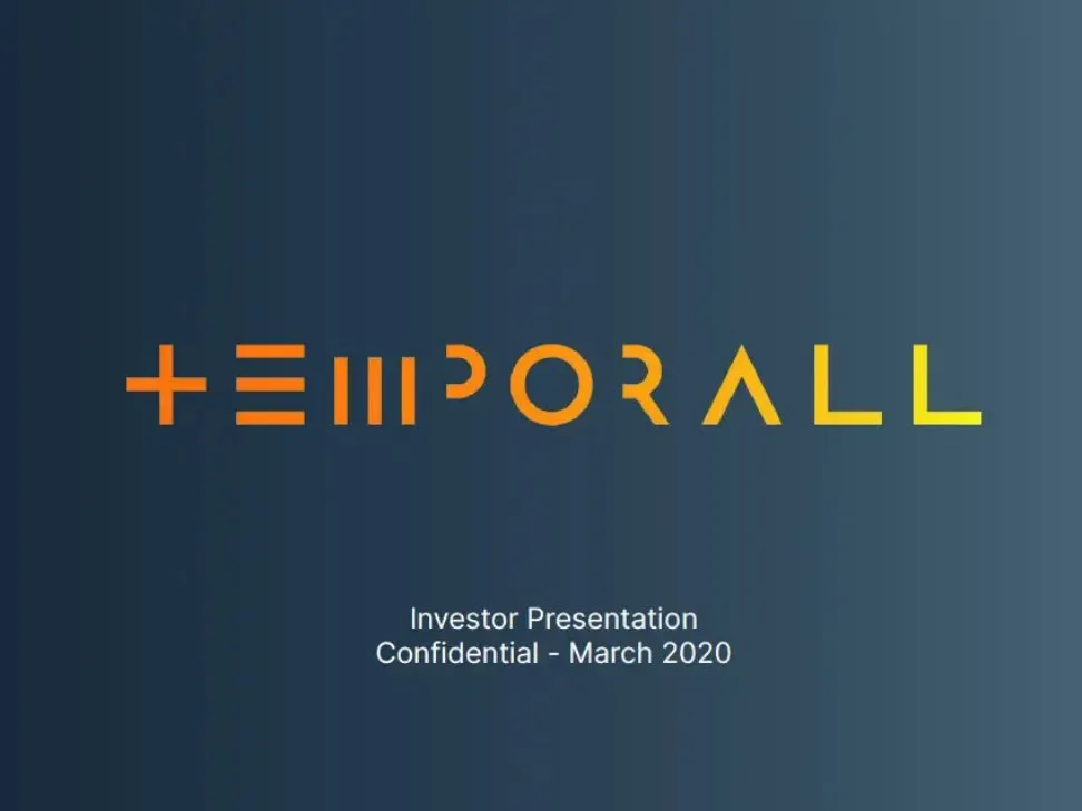 Pitch deck: Temporall raises $1.2 million seed round · slide 1