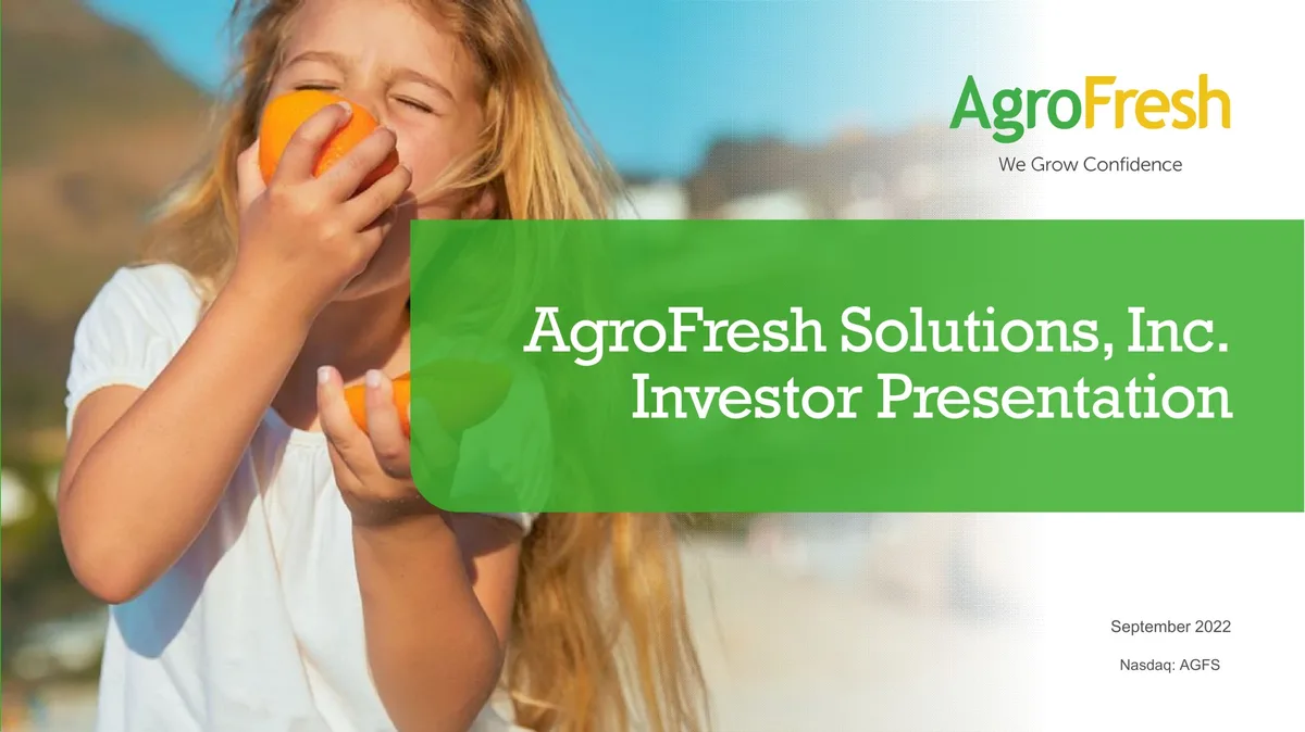 AgroFresh | Investor Presentation Deck | 20 slides · slide 1