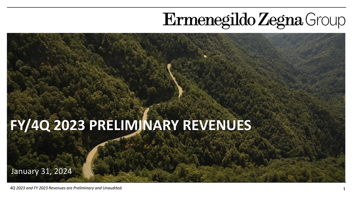 Zegna | Results Presentation Deck | 35 slides · slide 1