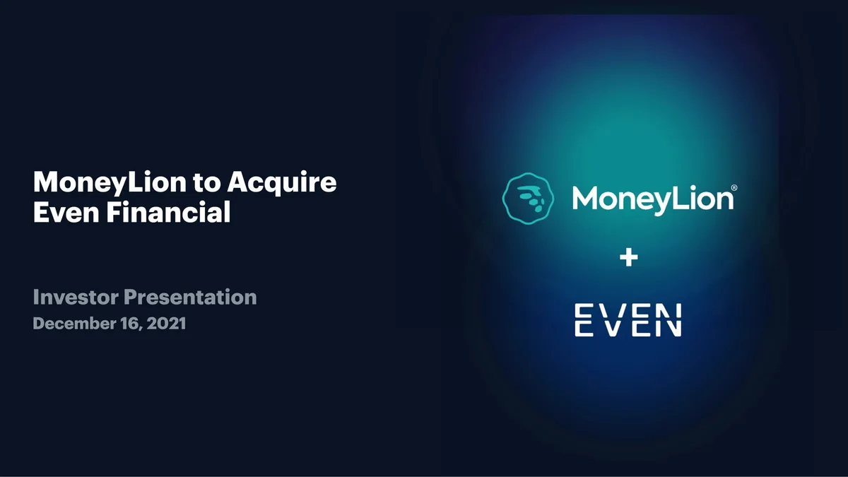 MoneyLion | Mergers and Acquisitions Presentation Deck | 17 slides · slide 1