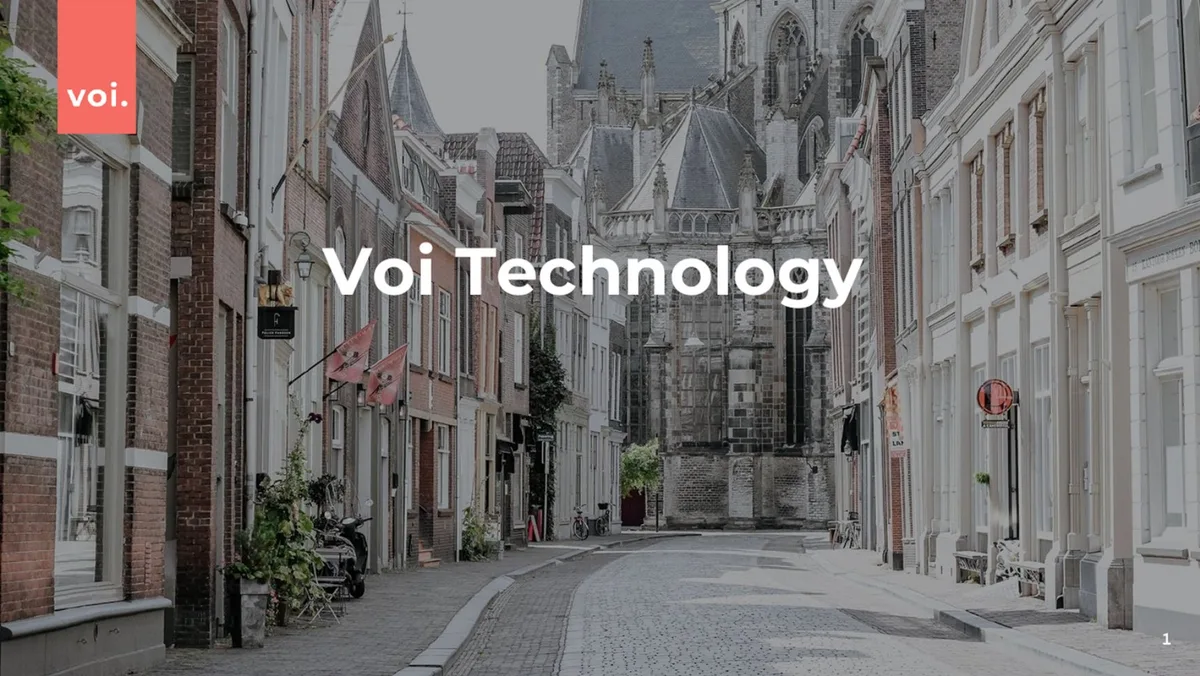 Cash is pouring into scooter startups. Here's the pitch deck Europe's Voi used to raise $160 million from US backers. · slide 1