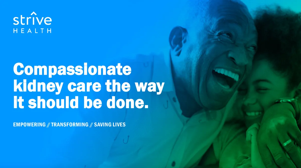 Pitch deck: Strive Health kidney care Series B led by CapitalG · slide 1