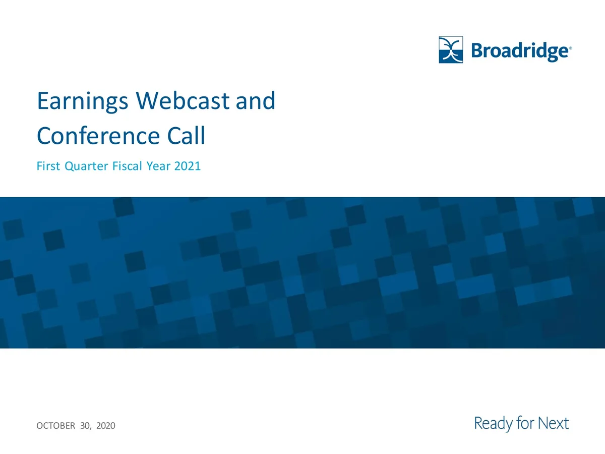 Broadridge Financial Solutions | Results Presentation Deck | 20 slides · slide 1