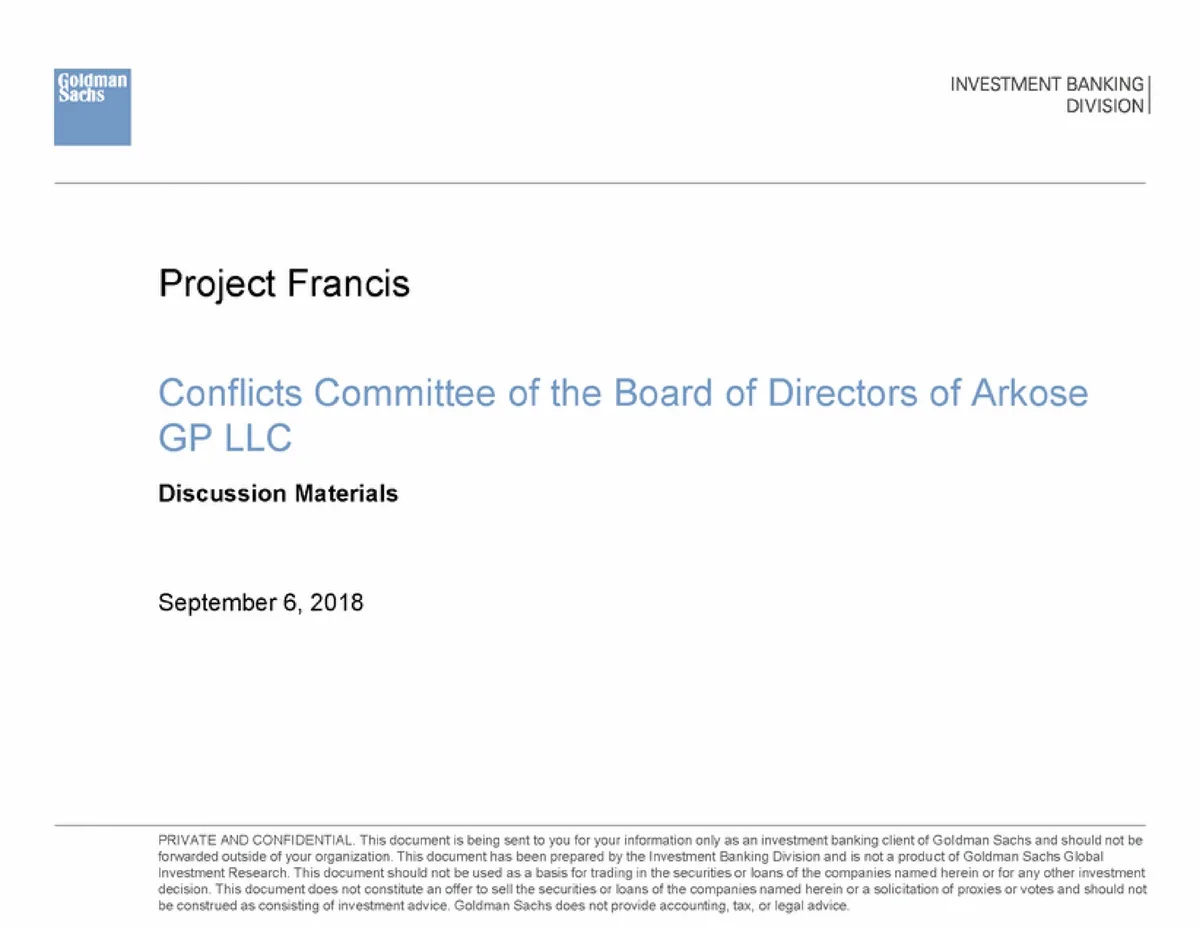 Goldman Sachs | Investment Banking Pitch Book | 20 slides · slide 1