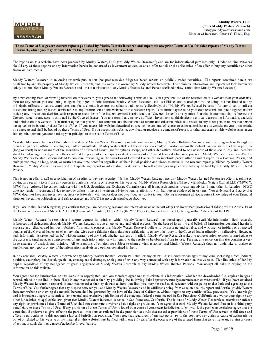 Standard legal boilerplate for investment research firm.