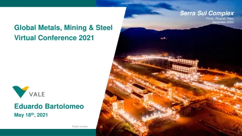 Vale | Investor Conference Presentation Deck | 18 slides