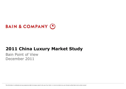 2011 China Luxury Market Study