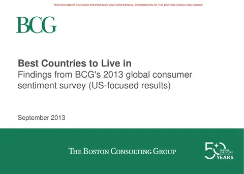 BCG Best Country To Live in Survey