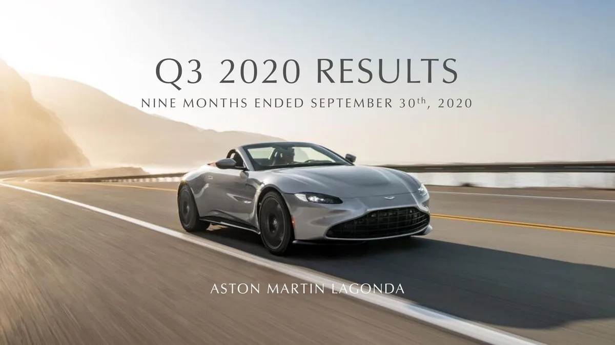 Aston Martin Lagonda | Results Presentation Deck | 13 slides · slide 1