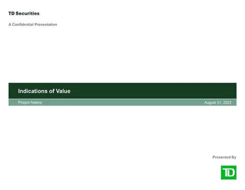 TD Securities | Investment Banking Pitch Book | 42 slides