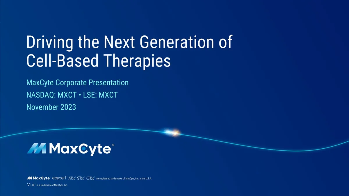 MaxCyte | Results Presentation Deck | 25 slides · slide 1