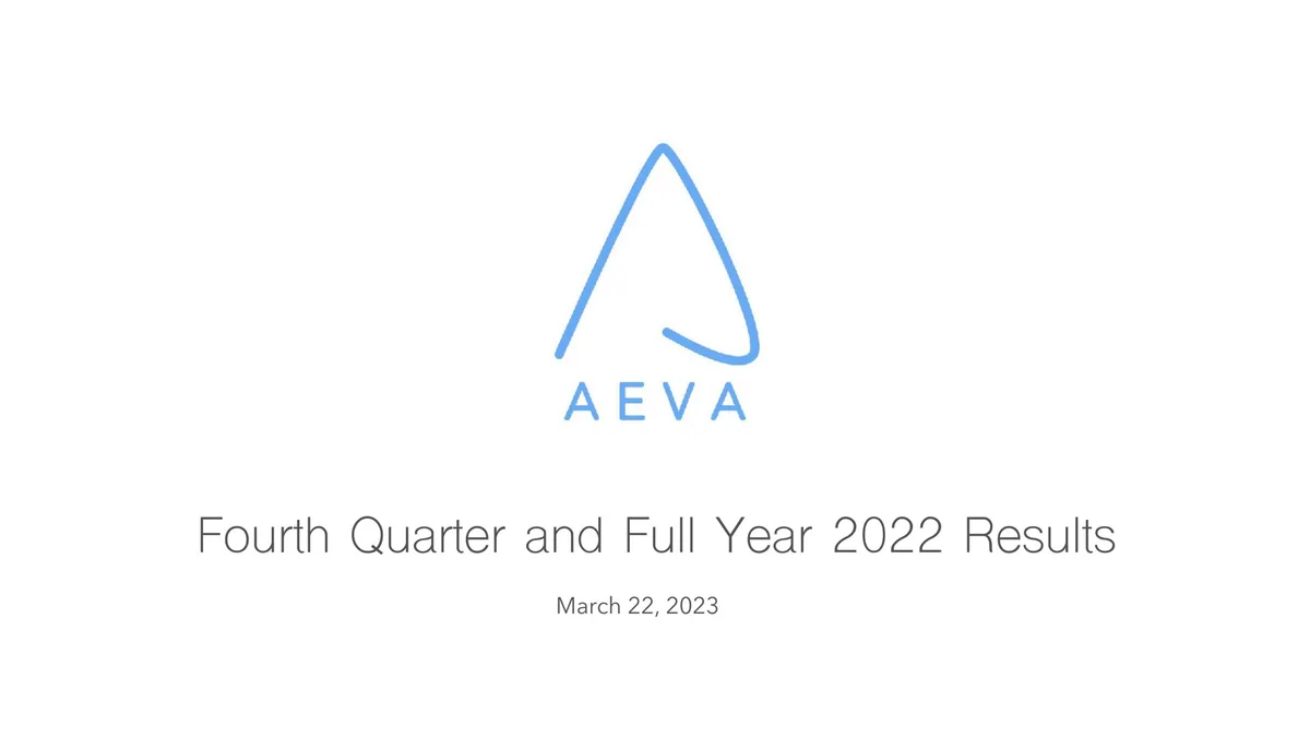 Aeva | Results Presentation Deck | 14 slides · slide 1