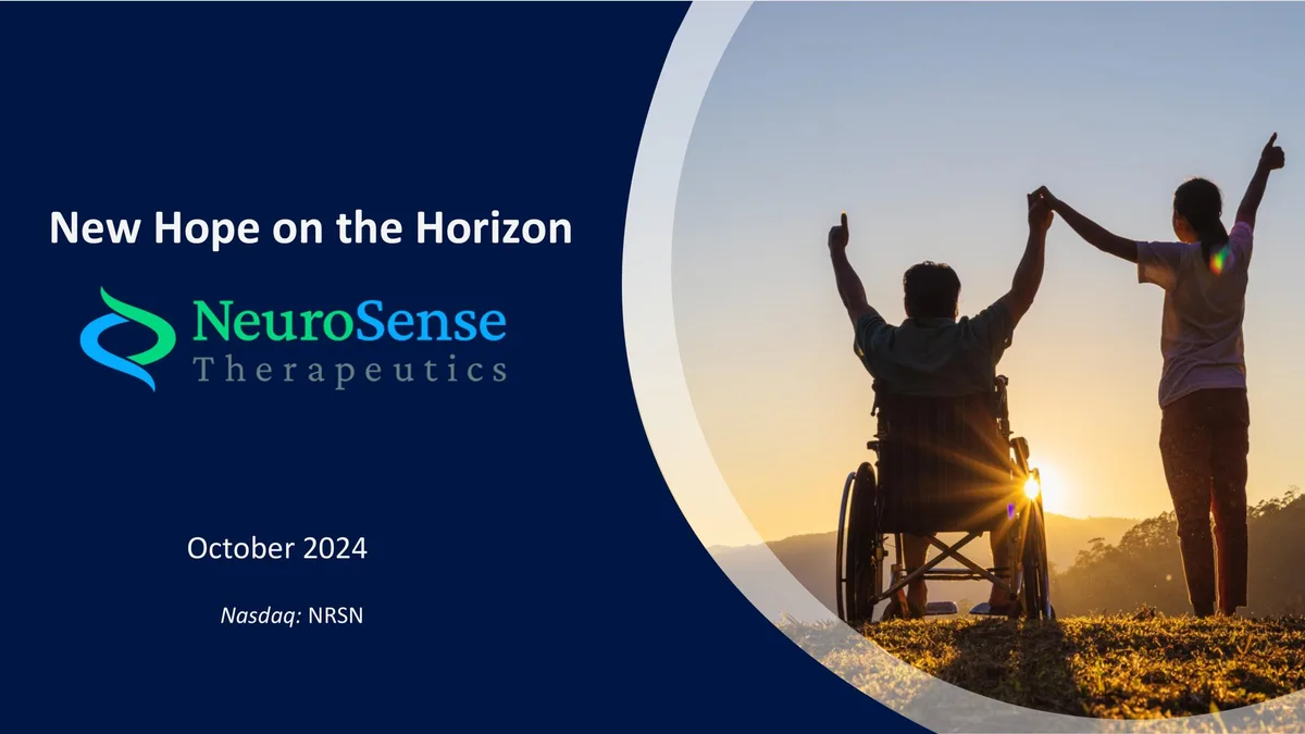 NeuroSense Therapeutics | Investor Presentation Deck | 27 slides · slide 1