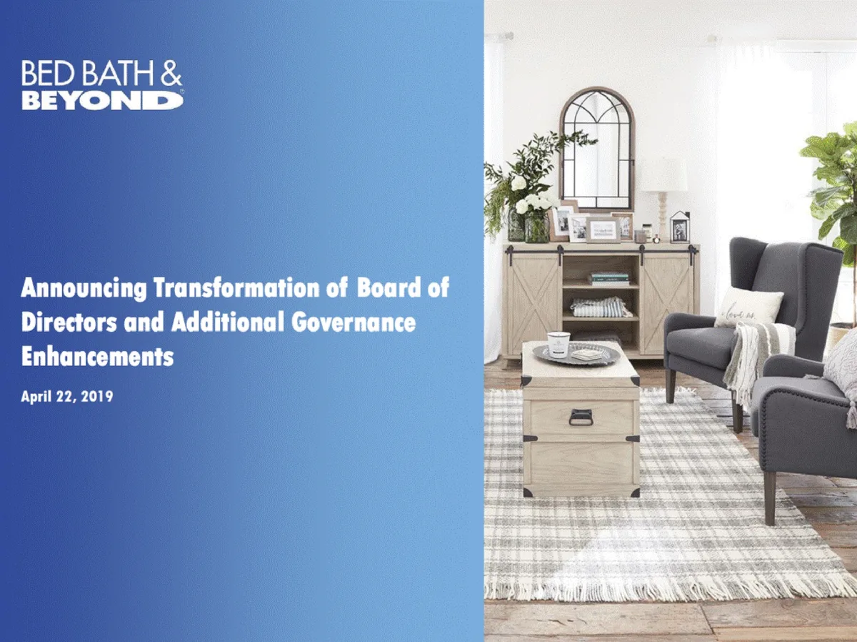 Bed Bath &amp; Beyond | Investor Presentation Deck | 16 slides · slide 1