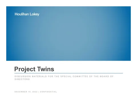 Houlihan Lokey | Investment Banking Pitch Book | 42 slides
