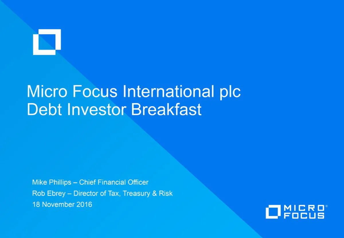 Micro Focus | Fixed Income Presentation Deck | 52 slides · slide 1