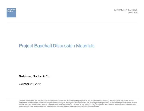 Goldman Sachs | Investment Banking Pitch Book | 33 slides