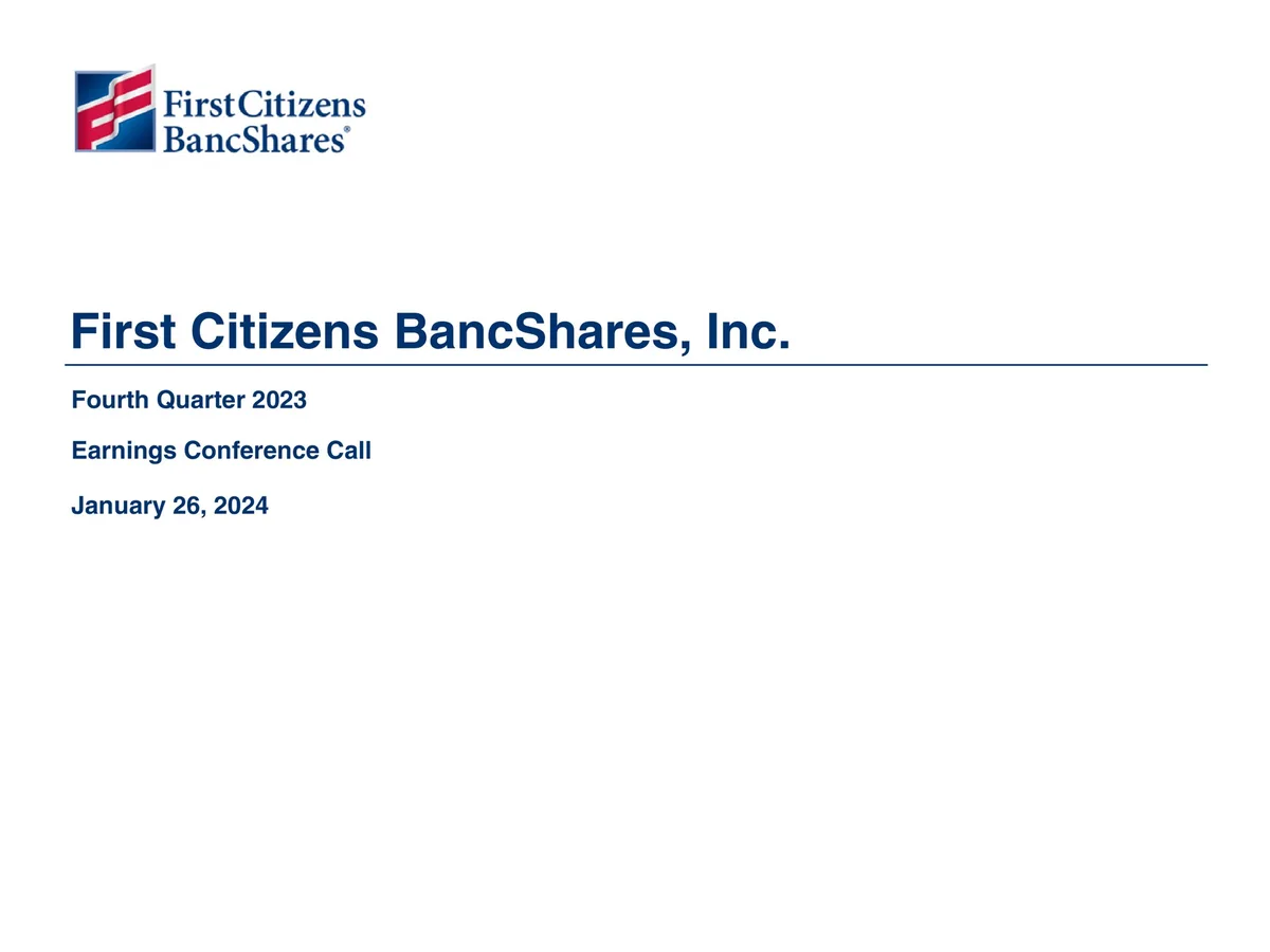First Citizens BancShares | Results Presentation Deck | 51 slides · slide 1