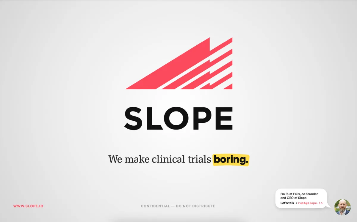 This 10-slide presentation convinced top VC firm NEA to invest $20 million in its first clinical operations startup · slide 1