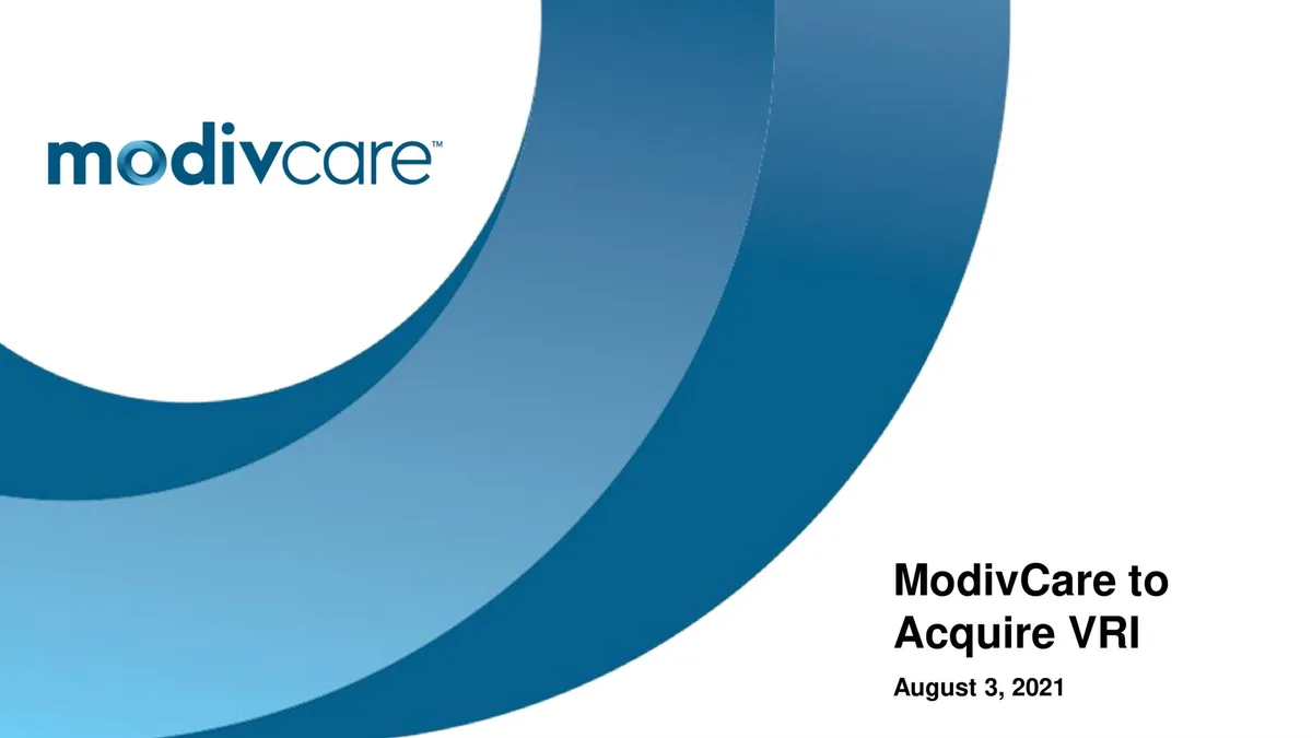 ModivCare | Mergers and Acquisitions Presentation Deck | 14 slides · slide 1
