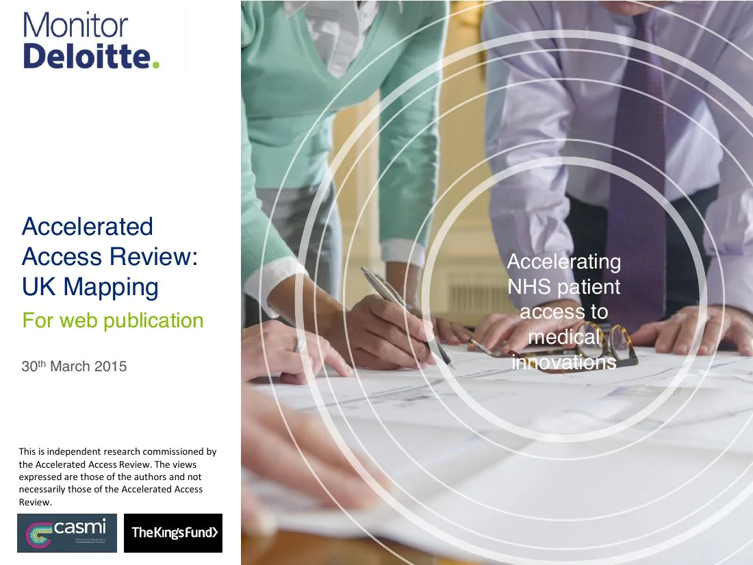 Includes logos for Monitor Deloitte, CASMI, and The King's Fund.