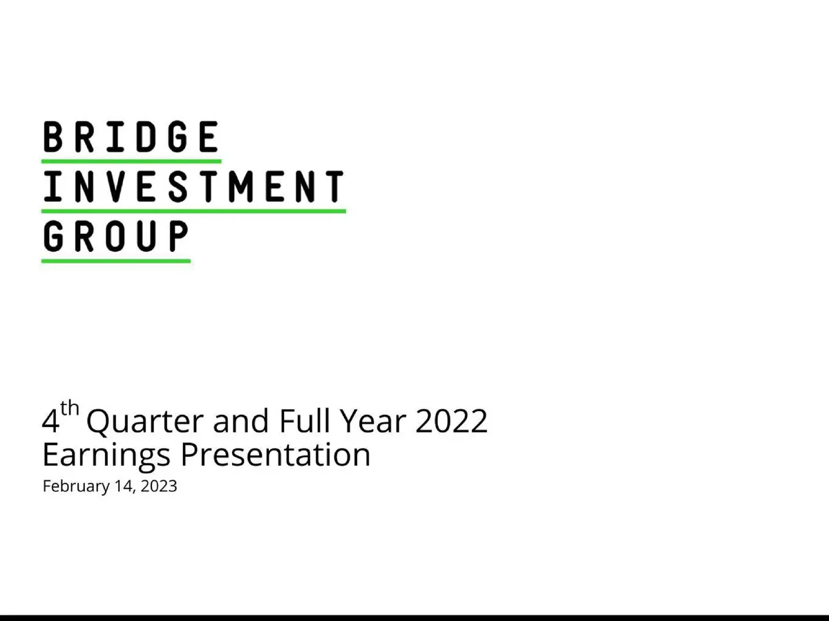 Bridge Investment Group | Results Presentation Deck | 41 slides · slide 1
