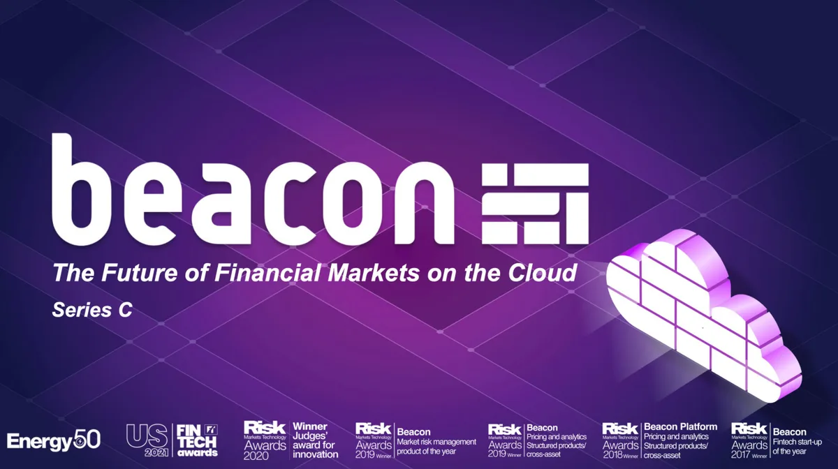 Includes a series of logos representing industry awards from Risk Markets Technology Awards (2017-2020), US FinTech Awards, and Energy 50.