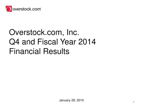 Overstock | Results Presentation Deck | 27 slides