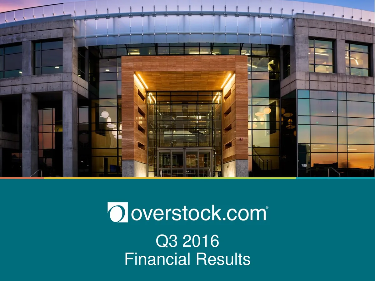 Overstock | Results Presentation Deck | 17 slides · slide 1