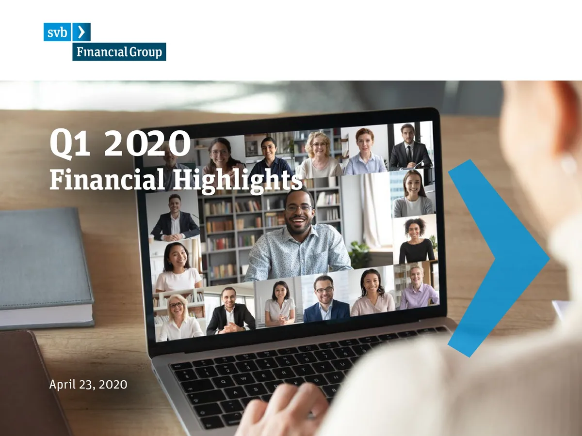 Includes SVB Financial Group branding and a stock photo of a virtual meeting.