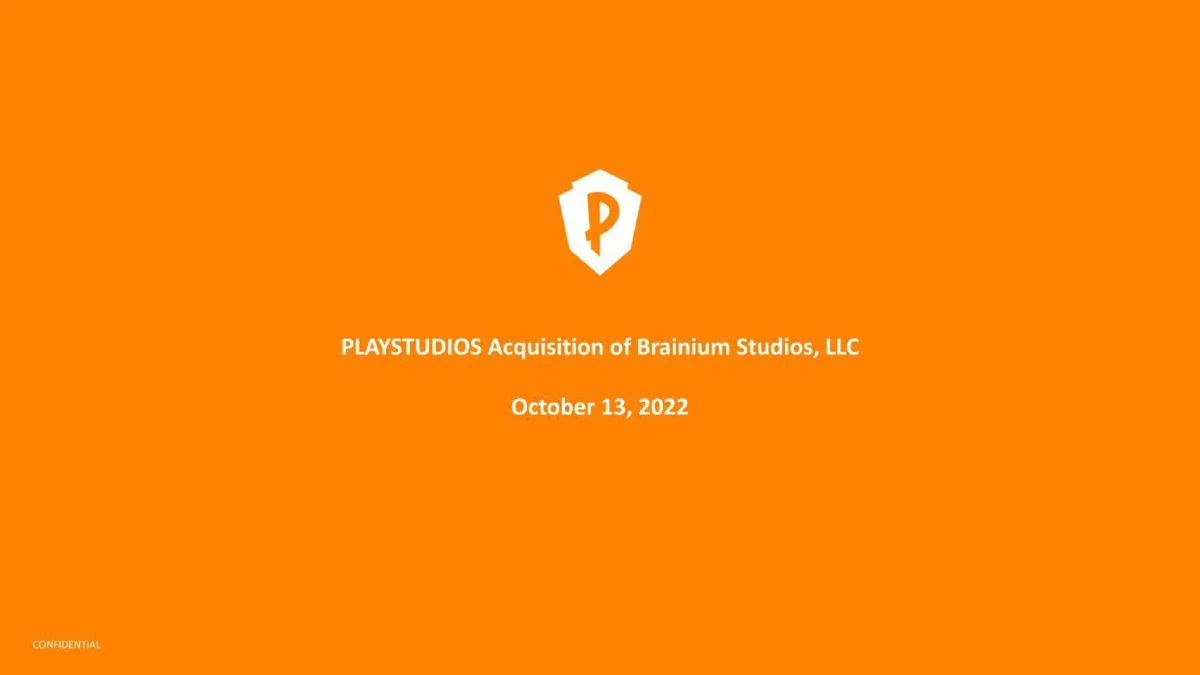 Playstudios | Mergers and Acquisitions Presentation Deck | 11 slides · slide 1