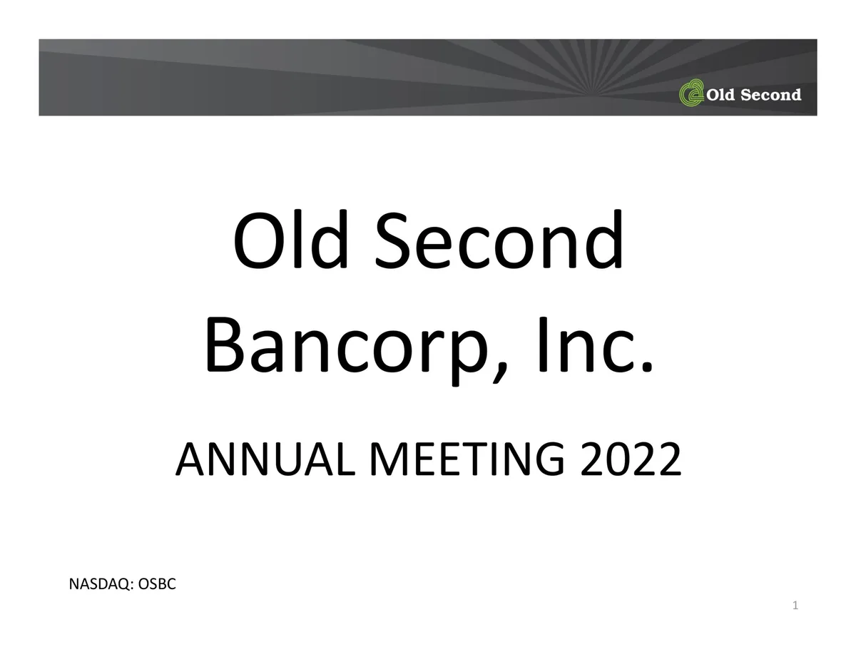 Old Second Bancorp | Shareholder Engagement Presentation Deck | 30 slides · slide 1