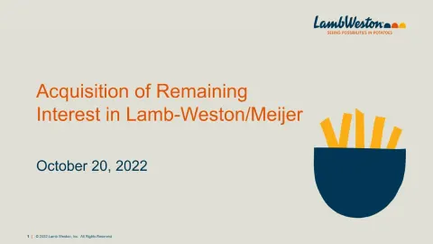 Lamb Weston | Mergers and Acquisitions Presentation Deck | 12 slides