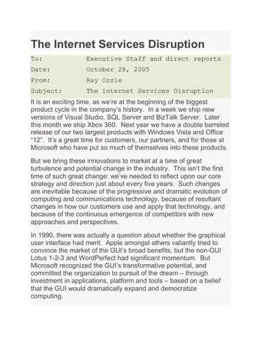 The Internet Services Disruption