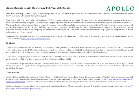 Apollo Global Management | Results Presentation Deck | 37 slides