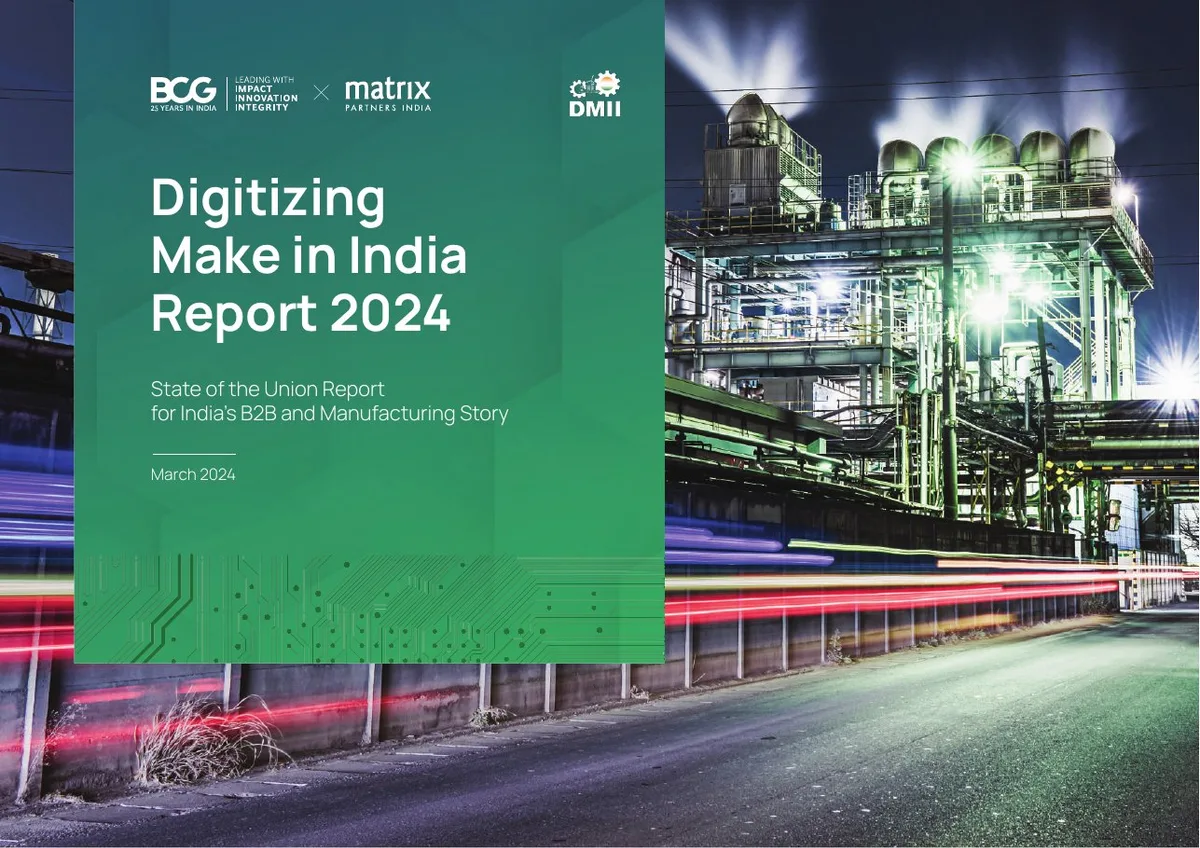 Includes logos for BCG, Matrix Partners India, and DMII.
