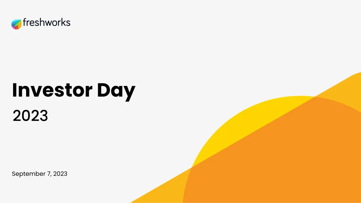 Freshworks | Investor Day Presentation Deck | 109 slides · slide 1