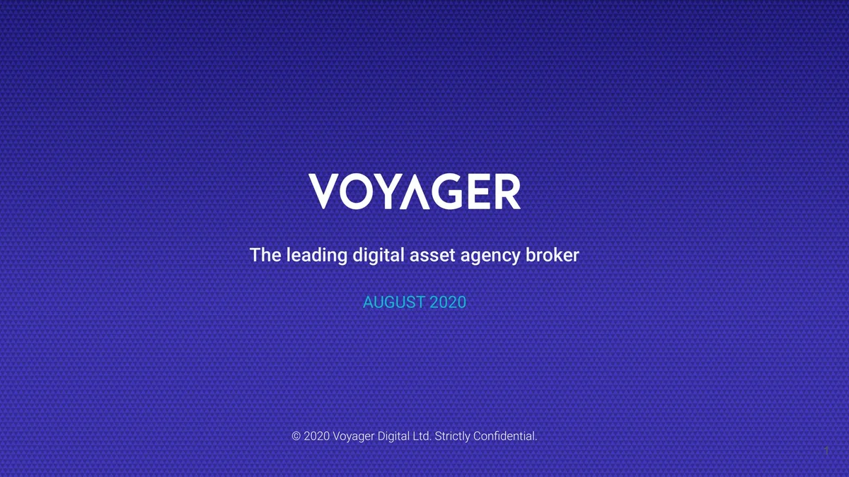 Voyager Digital | Investor Presentation Deck | 23 slides · slide 1