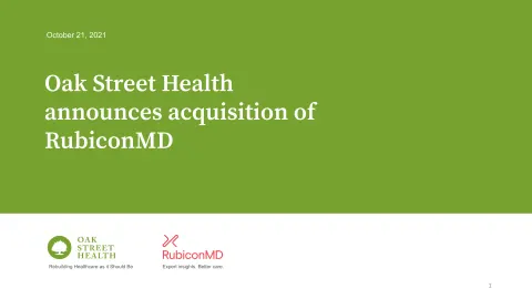 Oak Street Health | Mergers and Acquisitions Presentation Deck | 15 slides