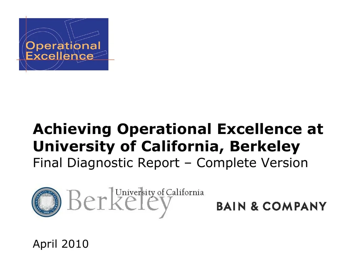 Bain Achieving operational Excellence at University of California Berkeley · slide 1
